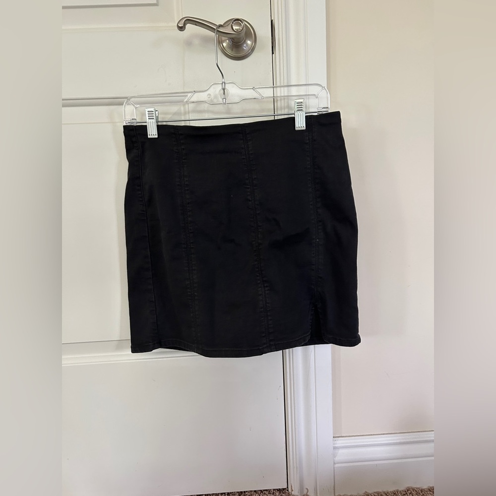 free people black jean mini skirt size m
